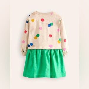 Mini Boden Cream and Green Polka Dot Dress